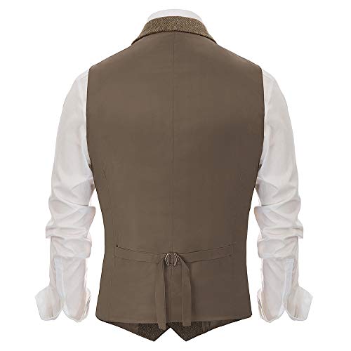 Vintage Wool Tweed Vest for Men in Coffee