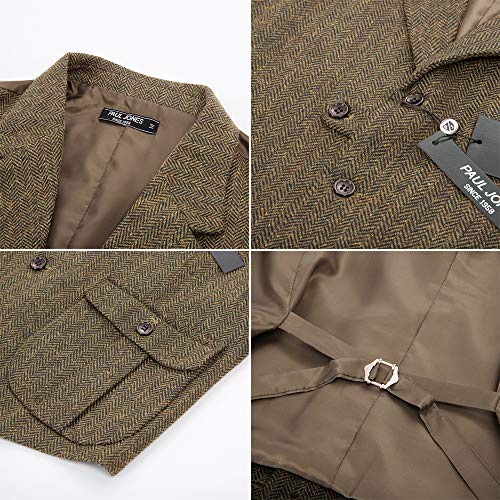 Vintage Wool Tweed Vest for Men in Coffee