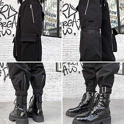 Black Chained Cargo Pants for Women (Size M)