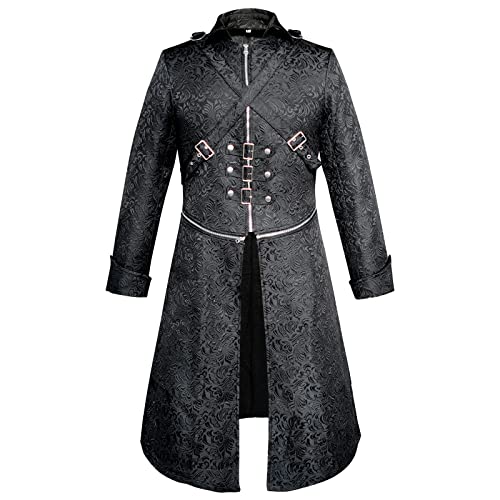 Men's Gothic Renaissance Vampire Frock Coat (Black, Medium)