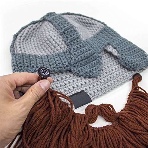 Barbarian Dwarf Warrior Knit Helmet with Removable Beard