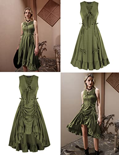 Scarlet Darkness Gothic Steampunk High Low Dress