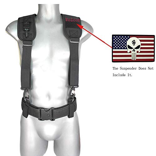 Black Tactical Belt Harness with Padded Suspenders