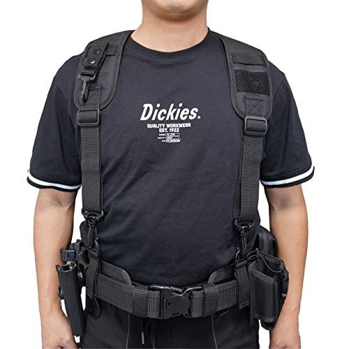 Black Tactical Belt Harness with Padded Suspenders