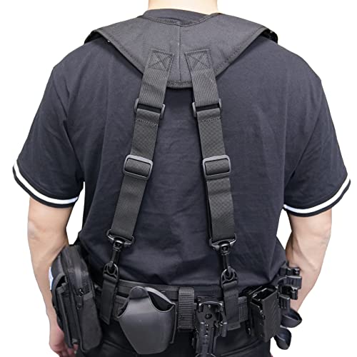 Black Tactical Belt Harness with Padded Suspenders