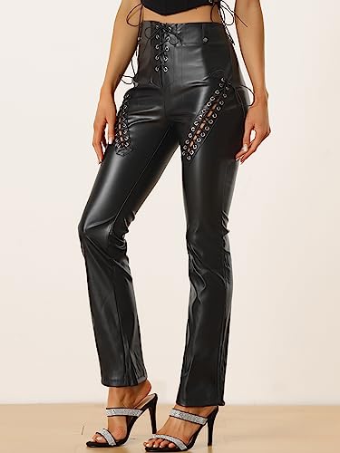 Allegra K Women's Punk Lace Up Pants