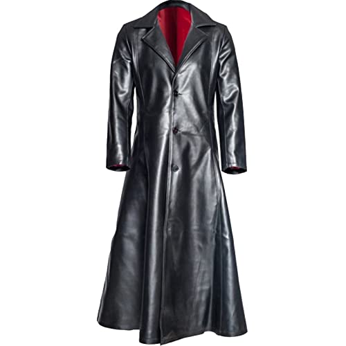 Mystical Faux Leather Steampunk Trench Coat for Men