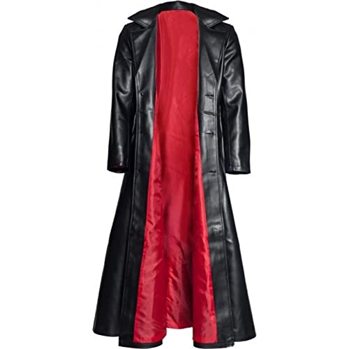 Mystical Faux Leather Steampunk Trench Coat for Men