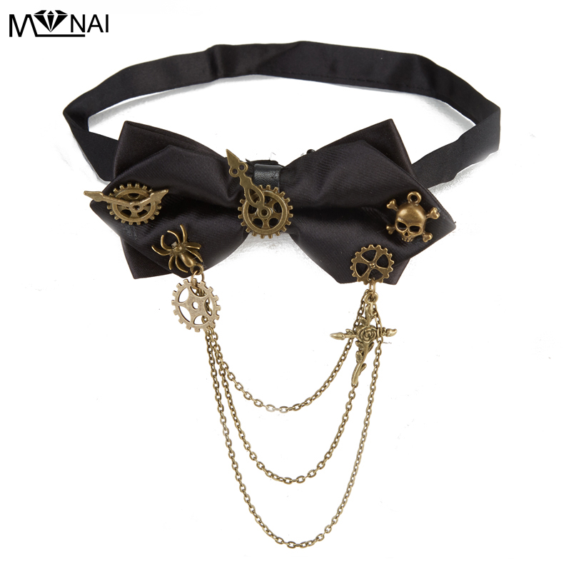 Steampunk Gothic Bowtie with Gears and Chains