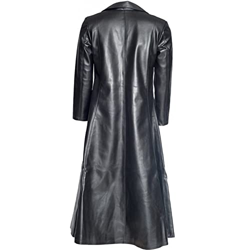 Mystical Faux Leather Steampunk Trench Coat for Men