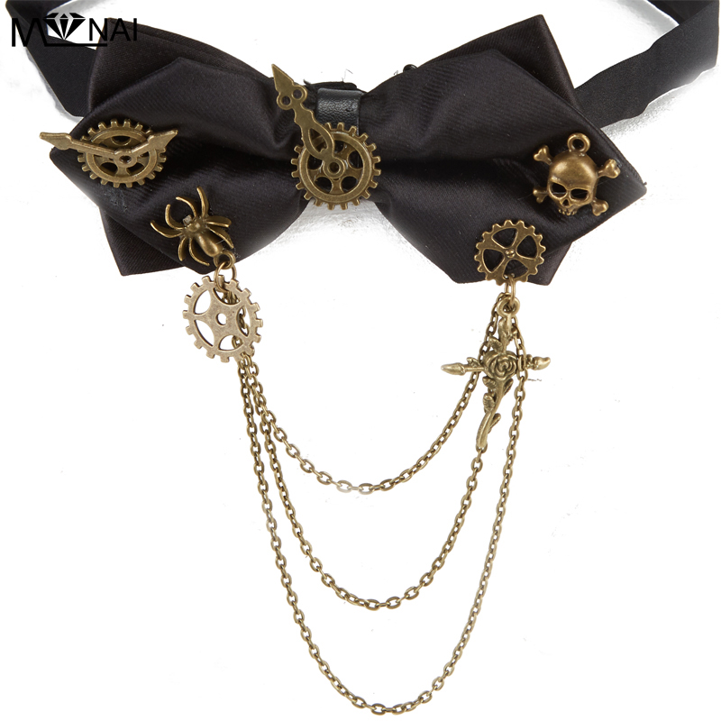 Steampunk Gothic Bowtie with Gears and Chains