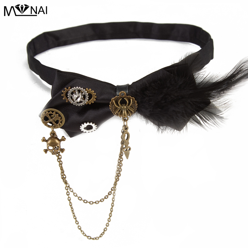 Steampunk Gothic Bowtie with Gears and Chains