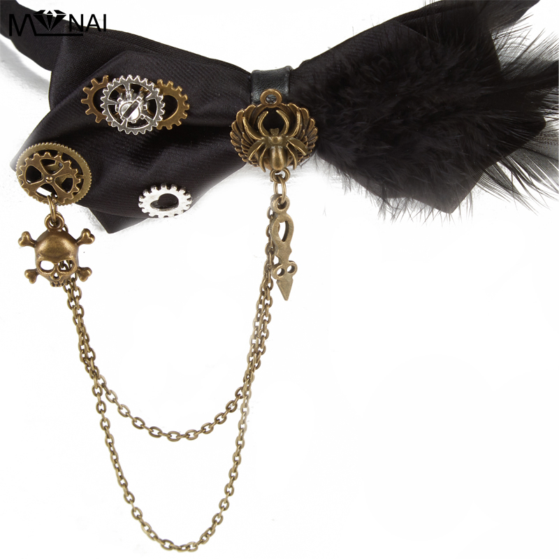 Steampunk Gothic Bowtie with Gears and Chains