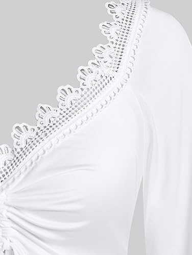 Women's Lace Trim Flare Sleeved Top