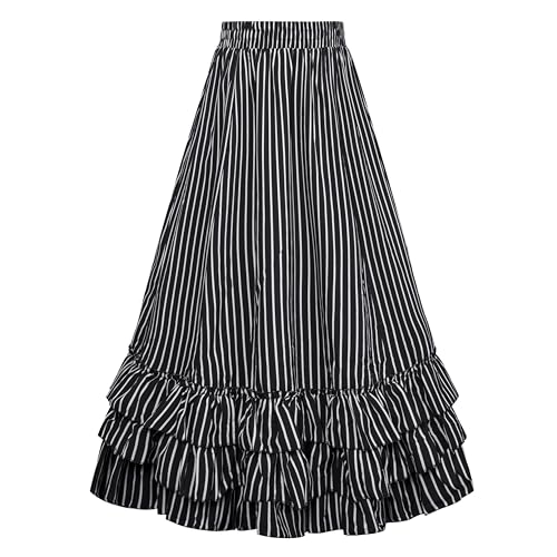 Vintage Gothic Victorian Stripes Skirt Renaissance Style Black