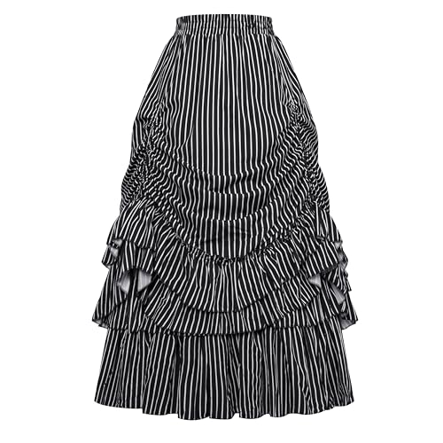 Vintage Gothic Victorian Stripes Skirt Renaissance Style Black