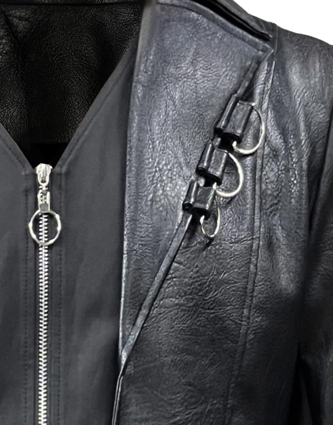 Steampunk Faux Leather Trench Coat for Fantasy Fashion