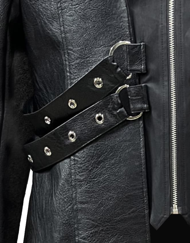 Steampunk Faux Leather Trench Coat for Fantasy Fashion