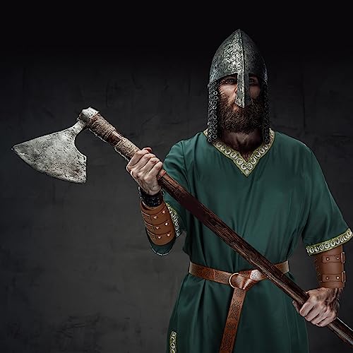 Medieval Knight Tunic Costume Viking Arm Guards Green