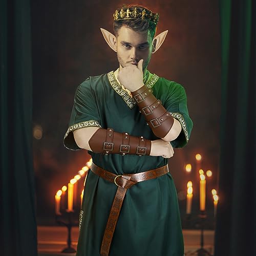 Medieval Knight Tunic Costume Viking Arm Guards Green