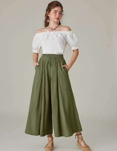 Scarlet Darkness Women's Olive Green Linen Renaissance Pants