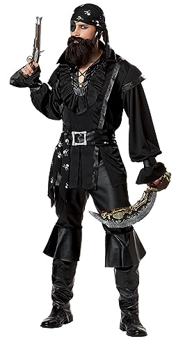 Men's Plundering Pirate Costume - California, Black, Large