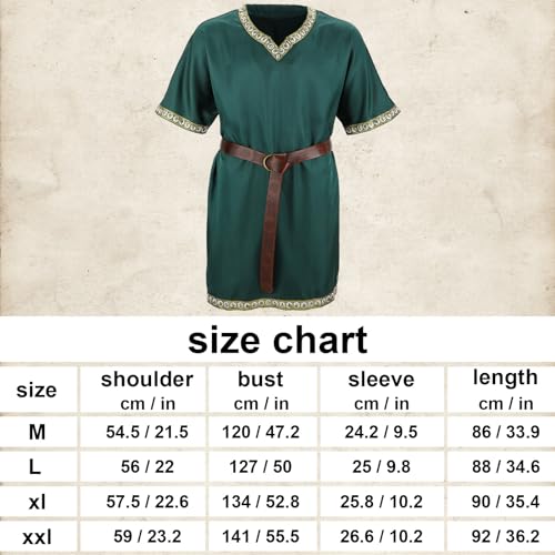 Medieval Knight Tunic Costume Viking Arm Guards Green