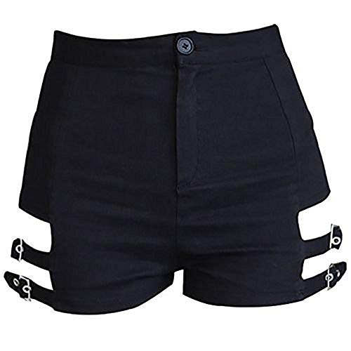 Goth Punk Rock High Waist Metal Buckle Shorts