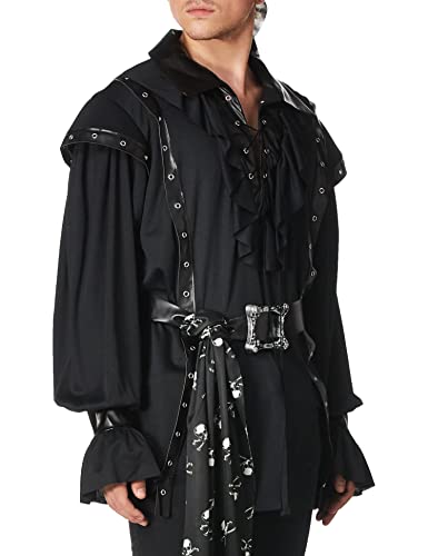 Men's Plundering Pirate Costume - California, Black, Large