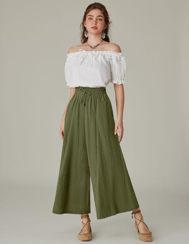 Scarlet Darkness Women's Olive Green Linen Renaissance Pants