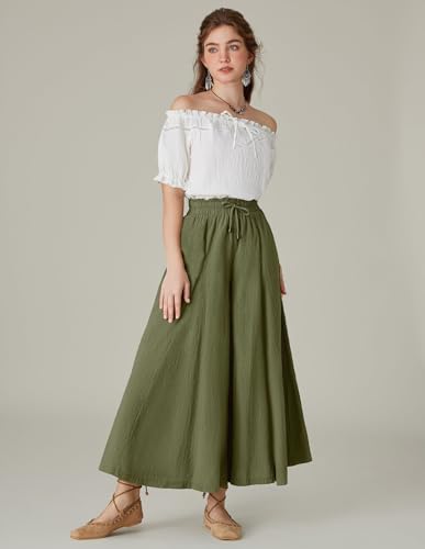 Scarlet Darkness Women's Olive Green Linen Renaissance Pants