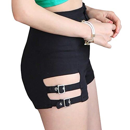 Goth Punk Rock High Waist Metal Buckle Shorts