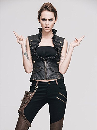 Steampunk Gothic Punk Sleeveless Leather Vest Coat