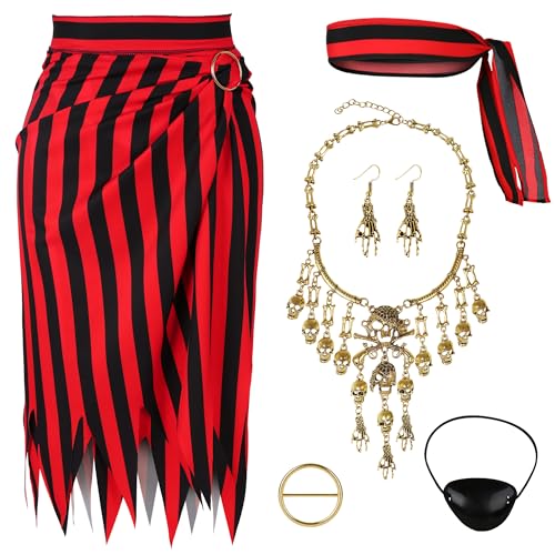 Women's Pirate Costume Set with Hat, Eye Patch