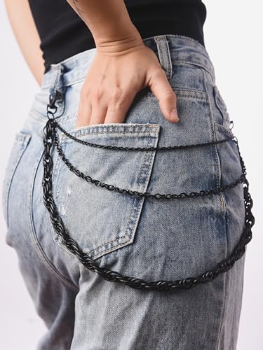 Sacina Gothic Black Layered Biker Pants Chain Set