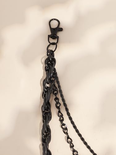 Sacina Gothic Black Layered Biker Pants Chain Set