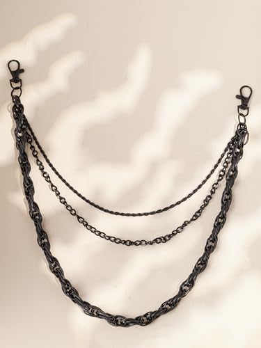 Sacina Gothic Black Layered Biker Pants Chain Set