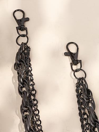 Sacina Gothic Black Layered Biker Pants Chain Set