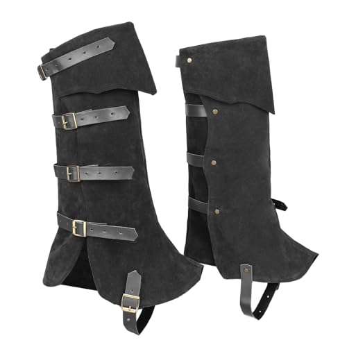 KUOIN Faux Suede Leg Covers Steampunk Gaiters Black