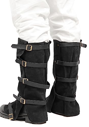 Medieval Black Faux Suede Leg Covers Gaiters