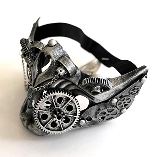 Steampunk Metallic Half Face Mask for Halloween Cosplay