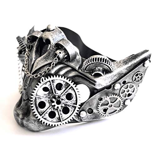Steampunk Metallic Half Face Mask for Halloween Cosplay