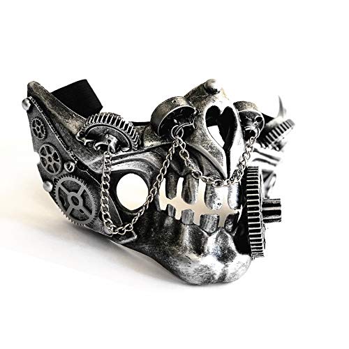 Steampunk Metallic Half Face Mask for Halloween Cosplay