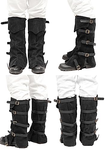 Medieval Black Faux Suede Leg Covers Gaiters