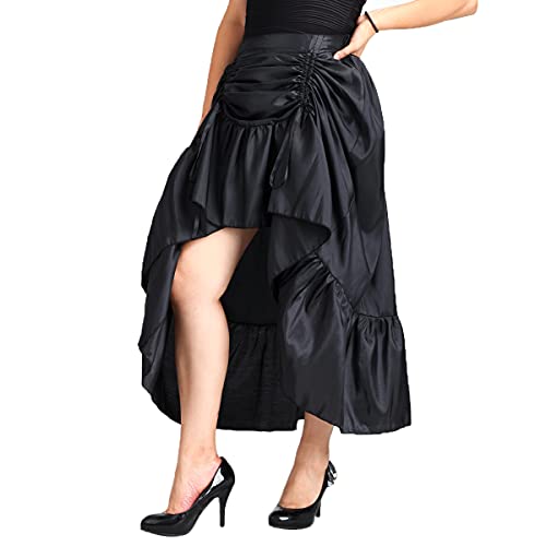 Steampunk Gothic High Low Bustle Skirt, Black - Small