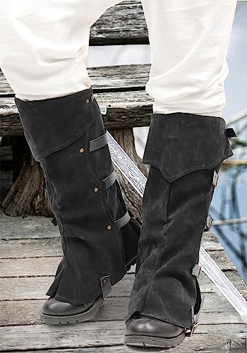 Medieval Black Faux Suede Leg Covers Gaiters
