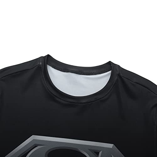 Superhero 3D Print Compression Shirt for Men, Black