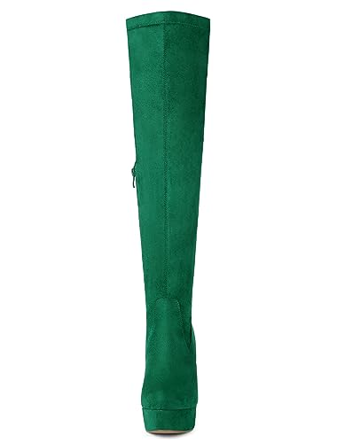 Allegra K Green Over Knee High Platform Boots
