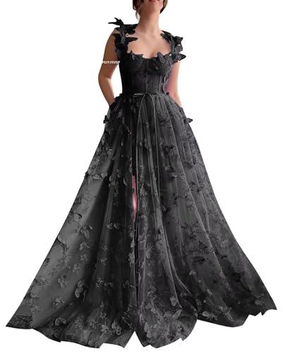 Flower Lace Gothic Ball Gown for Formal Events