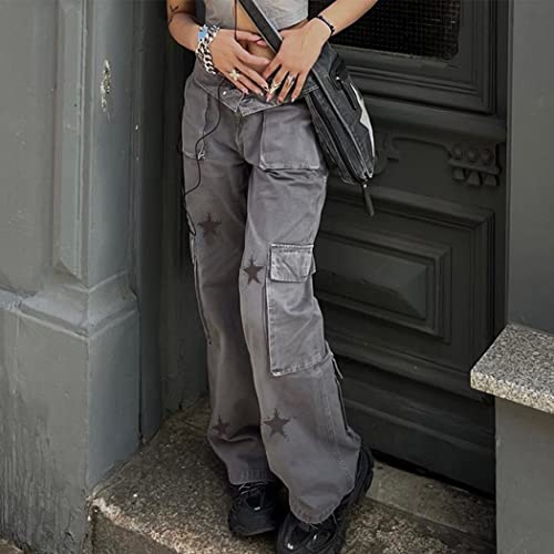 Vintage Punk Print Bell Bottom Jeans for Women